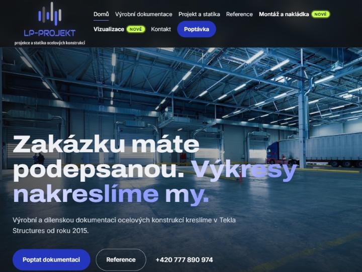 Úvodní stránka webu LP-PROJEKT